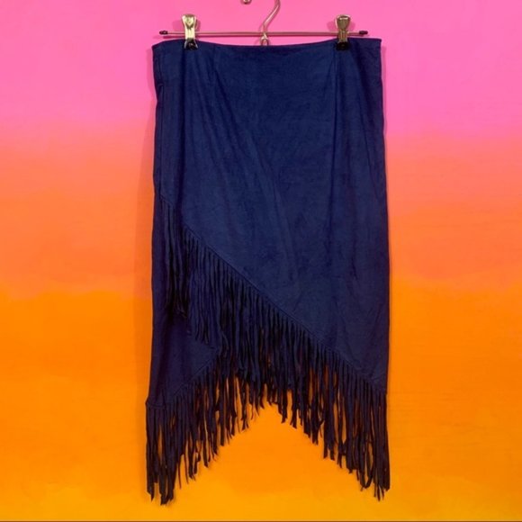 faux suede fringed skirt - Picture 1 of 2